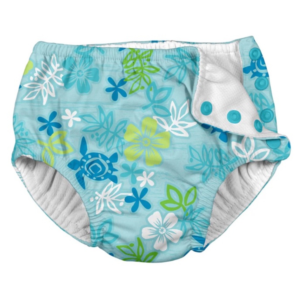 ⭐️2/$20 i play. Snap Reusable Absorbent Swimsuit Diaper-Aqua Hawaiian Turtle